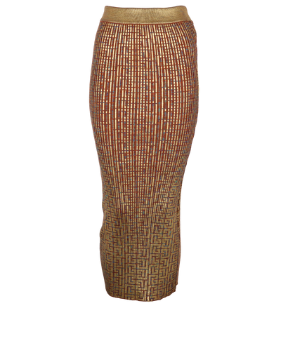 Balmain Ribbed Skirt, &pound;350, Clothing, Blue/Gold/Red, Viscose, Front view