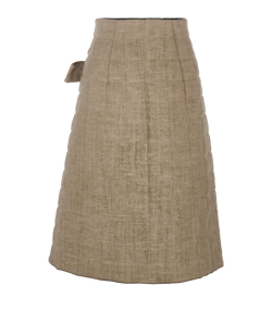 Bottega Veneta Midi Quilted Skirt, Linen, Beige, UK6, 3*