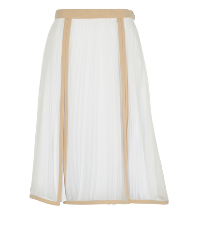 Burberry Pleated Skirt, &pound;120, Clothing, Beige/White, Silk, Front view