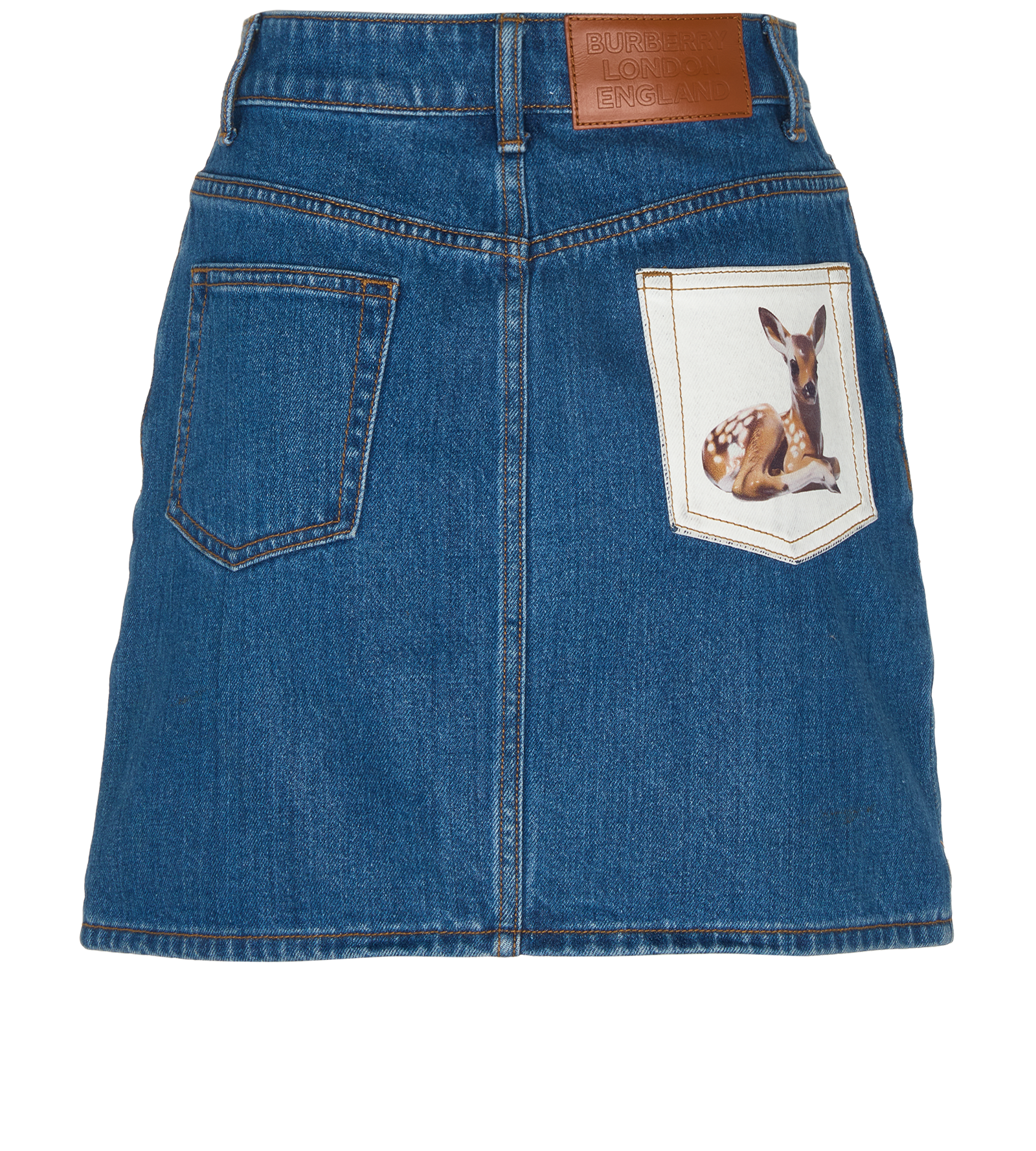 Burberry Deer Mini Skirt, &pound;110, Clothing, Blue, Cotton, Back view