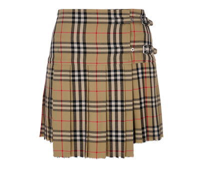 Burberry Pleated Check Mini Skirt, front view