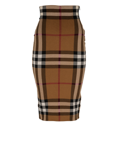 Burberry Check Midi Skirt, &pound;220, Clothing, Brown, Polyester (Polymer), Front view