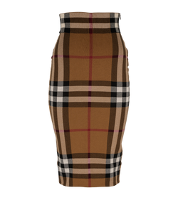 Burberry Check Midi Skirt, Polyester, Brown, Sz XS, 3*