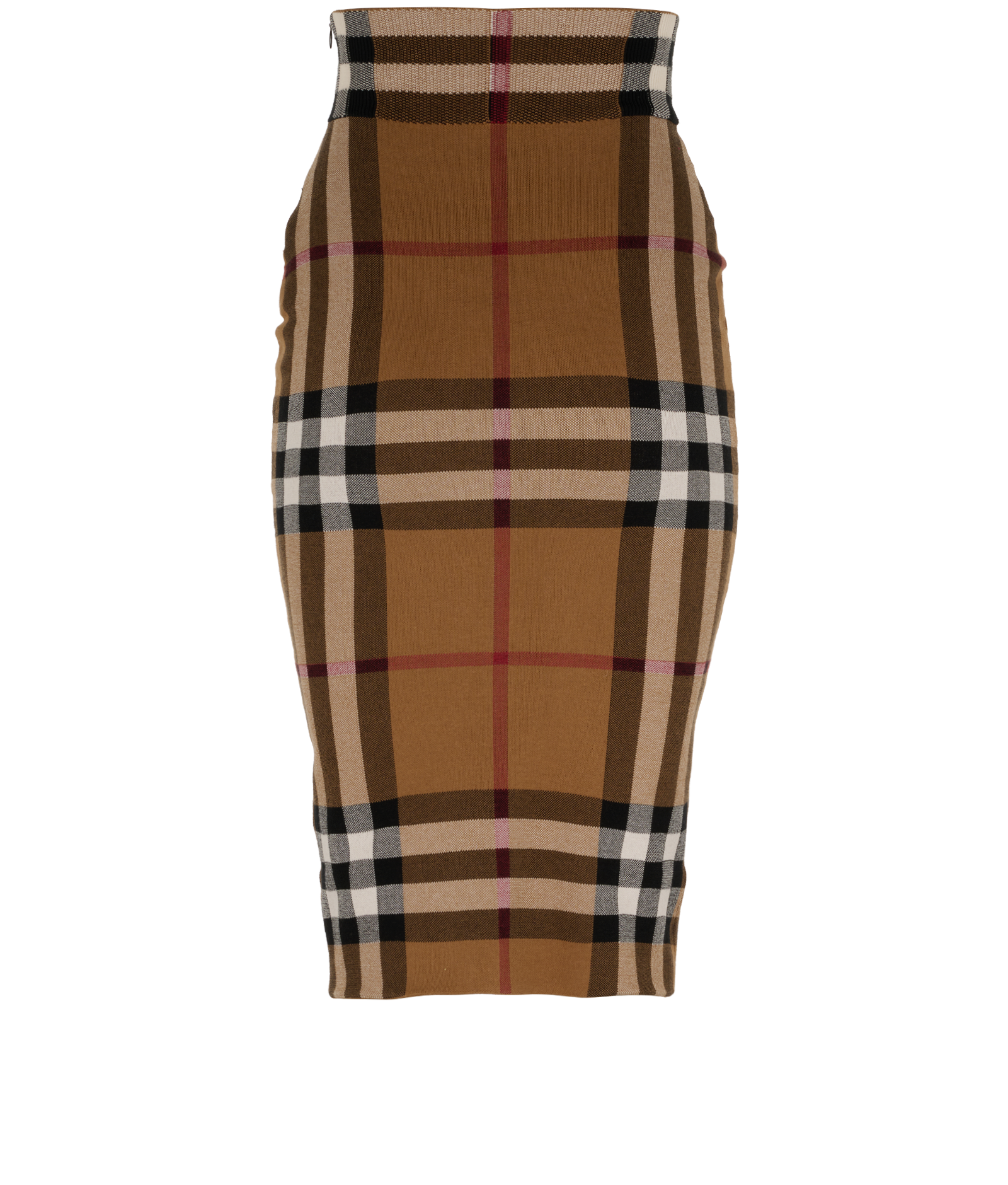 Burberry Check Midi Skirt, &pound;220, Clothing, Brown, Polyester (Polymer), Back view