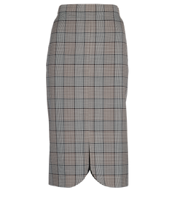 Burberry Plaid Midi Pencil Skirt, Wool, Multi, UK 6, 3*