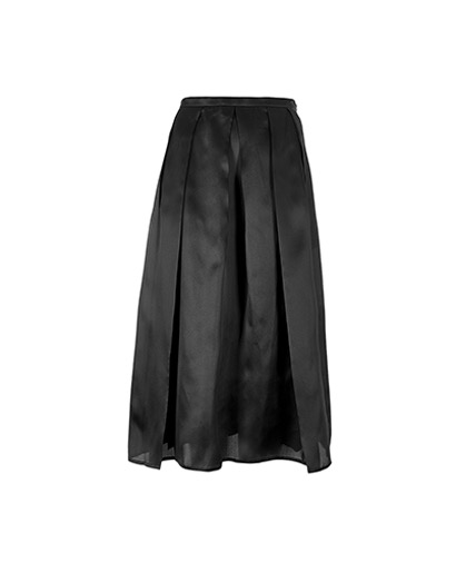 Burberry Pleated A Line Midi Skirt, &pound;175, Clothing, Black, Silk, Front view