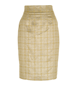 Burberry Pencil Skirt, Cotton, Gold, UK6, 2*