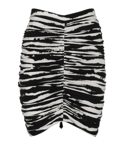 Burberry Animal Print Draped Skirt, Cotton, Black/White, UK 2, 3*