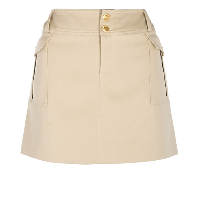 Celine Cargo Mini Skirt, &pound;350, Clothing, Beige, Wool, Front view
