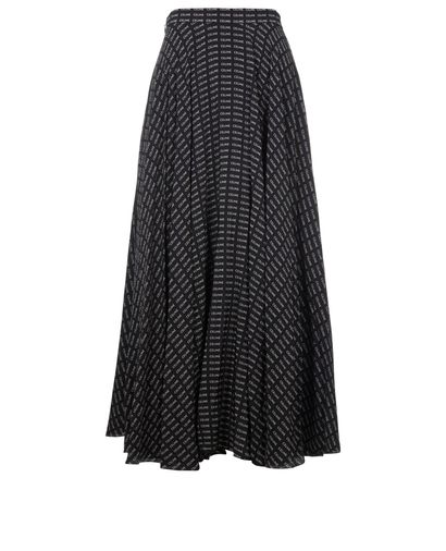 Celine Logo Midi Skirt, &pound;275, Clothing, Black, Silk, Front view
