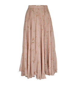 Celine Floral Pleated Dress, Silk, Pink, UK 6, 3*