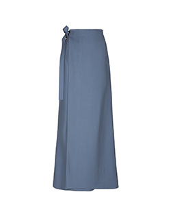 Celine Wrap Full Length Skirt, Wool/Mohair, Azur Blue, UK 8