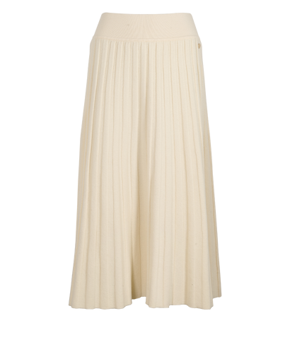 Chanel Pleated Skirt, &pound;495, Clothing, Cream, Wool, Front view