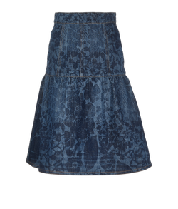 Chanel Printed Denim Skirt, Cotton, Blue, UK 8, 3*