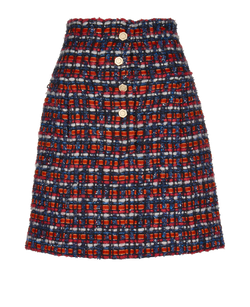 Chanel Metallic Effect Tweed Skirt,Polyamide/Wool,Red/Grey/Blue,UK 14, 3*