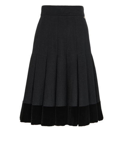 Chanel Pleated Midi Skirt, &pound;450, Clothing, Black, Cotton, Front view
