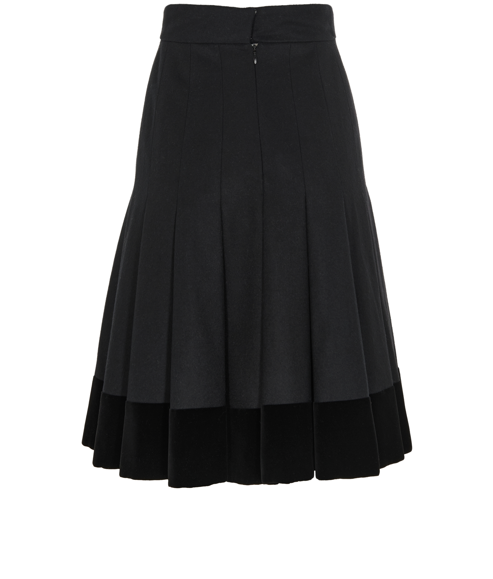 Chanel Pleated Midi Skirt, &pound;450, Clothing, Black, Cotton, Back view
