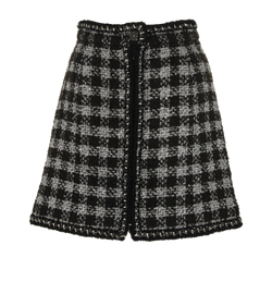 Chanel Lurex Plaid Tweed Skirt, Wool/Mohair, Black/Silver, UK8, 2*