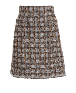Chanel Tweed Skirt, Acrylic/Cotton, Grey/Brown, UK 6, 2*