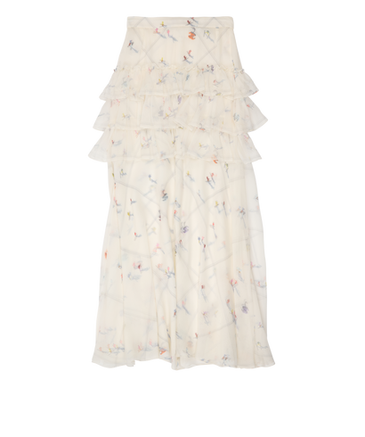 Chanel Long Ruffle Ski Print Skirt, front view
