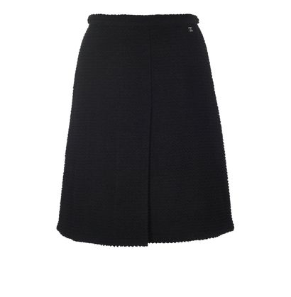 Chanel A-Line Split Skirt, £275, Clothing, Black, Cotton, Front view