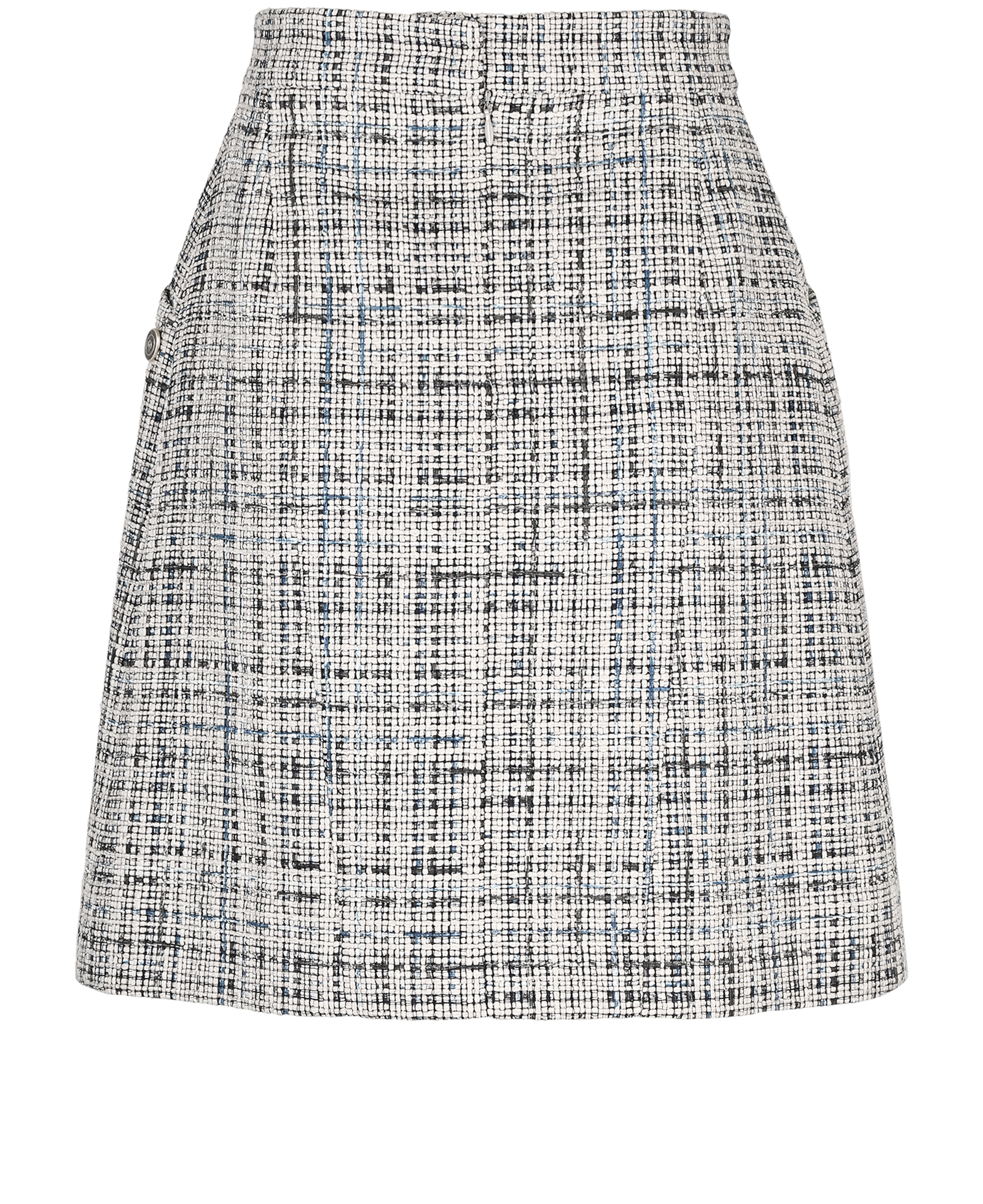 Chanel Tweed Mini Skirt, &pound;295, Clothing, Blue/Grey, Cotton/Nylon/Silk, Back view