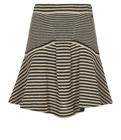 Chanel Paper Knit Fluted Hem Stripe Skirt, front view