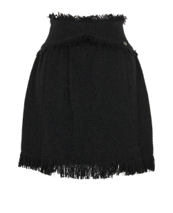 Chanel Raw-Trim Tweed Skirt, Wool, Black, UK6, 2*