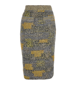 Chanel Patchwork Midi Skirt, Wool, Yellow/Grey, UK10, 3*