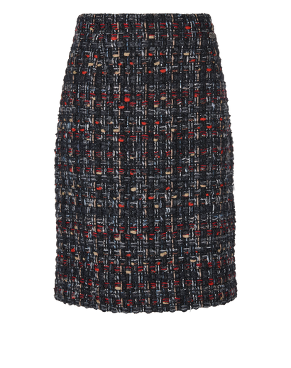 Chanel Tweed Midi Skirt, £450, Clothing, Black/Grey/Red, Wool, Front view