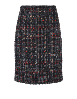 Chanel Tweed Midi Skirt, Wool, Grey/ Red, UK16, 2*