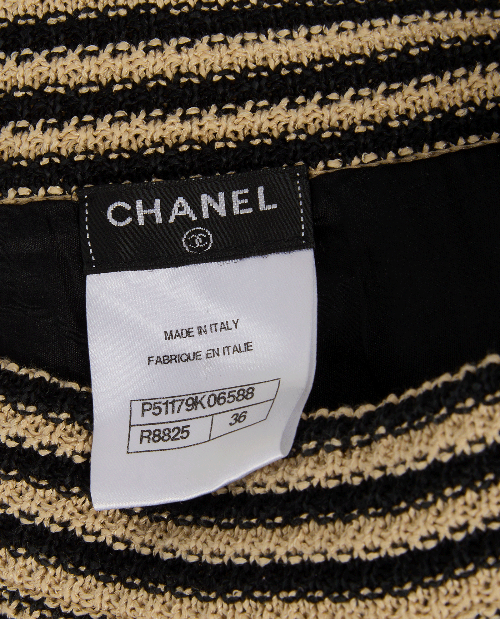 Chanel Striped Skirt, &pound;495, Clothing, Beige/Black, Cotton, Other view