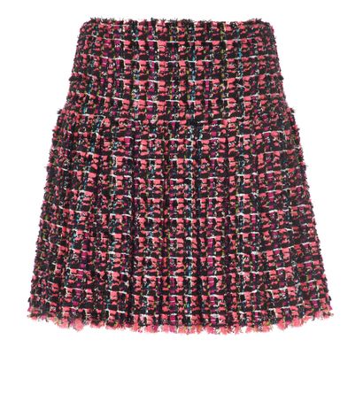 Chanel Tweed Pleated Skirt, &pound;475, Clothing, Pink, Nylon (Polymer), Front view