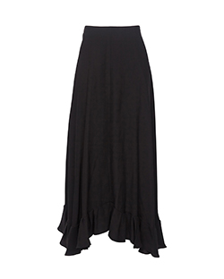 Chloe Ruffle Hem Skirt, Silk, Black, UK 16