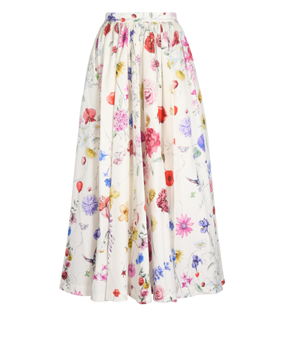 Christian Dior Floral Printed Gathered Skirt, &pound;650, Clothing, White, Cotton/Silk, Front view