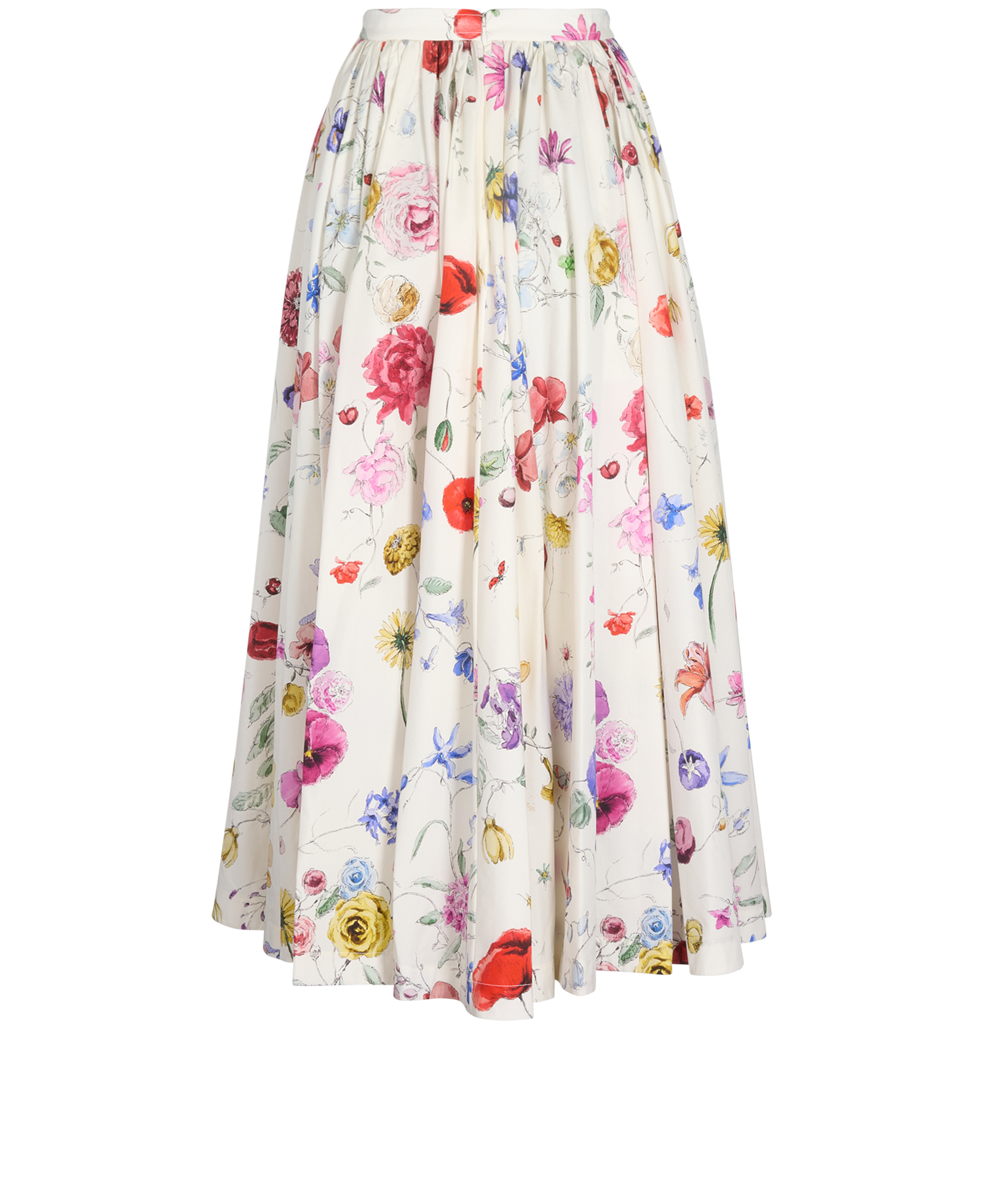 Christian Dior Floral Printed Gathered Skirt, &pound;650, Clothing, White, Cotton/Silk, Back view