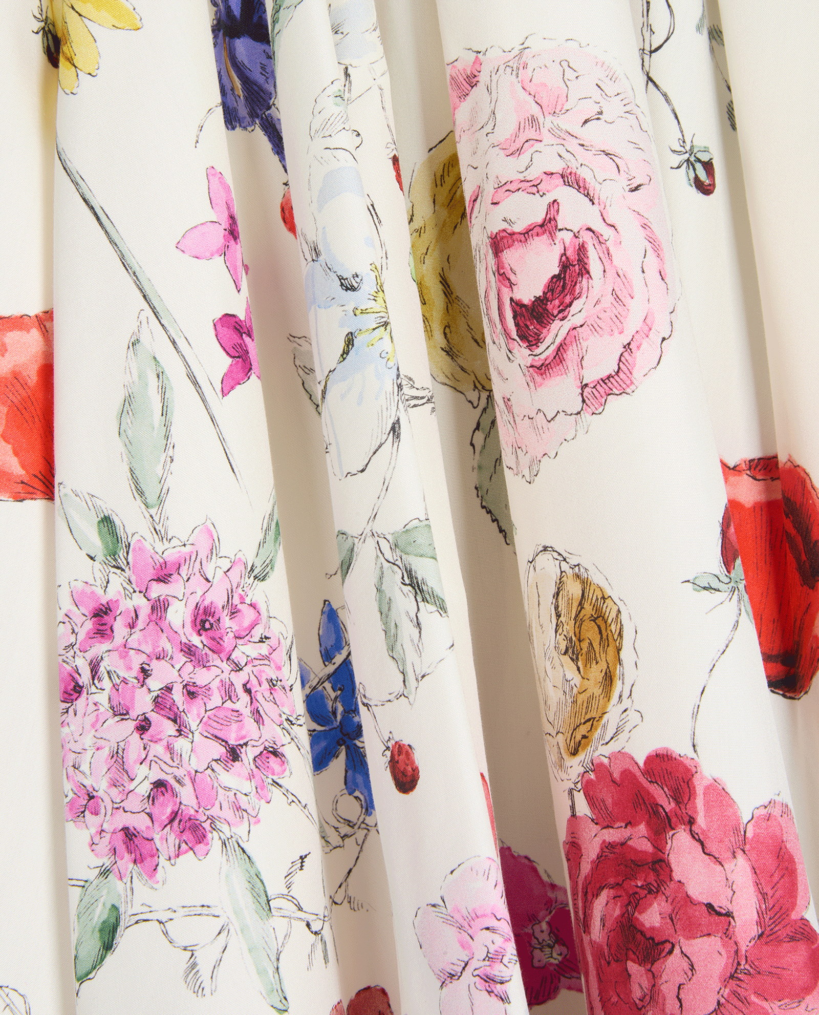 Christian Dior Floral Printed Gathered Skirt, &pound;650, Clothing, White, Cotton/Silk, Other view