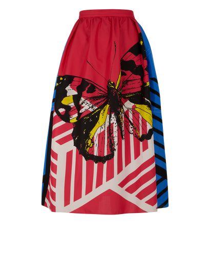 Christian Dior Butterfly Print Skirt, &pound;250, Clothing, Blue/Pink, Cotton, Front view