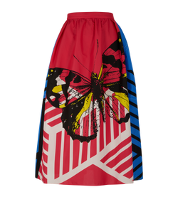 Christian Dior Butterfly Print Skirt, Cotton, Pink/Blue, UK 16, 3*