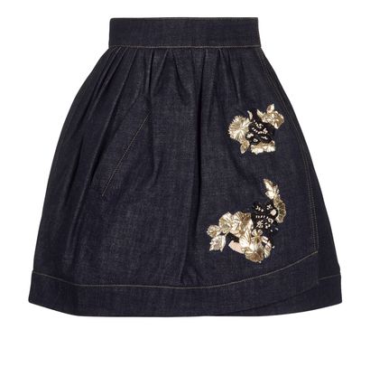 Christian Dior Applique Denim Skirt, front view