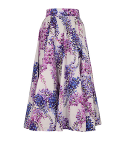 Dolce & Gabbana Floral Printed Maxi Skirt, Cotton, White/Purple, UK10, 3*