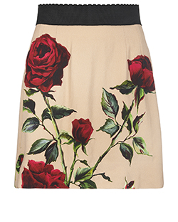 Dolce & Gabbana Rose Printed Mini Skirt, Viscose, Orange, 14, 2*