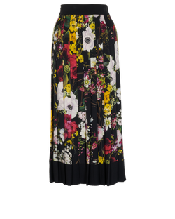 Dolce & Gabbana Floral Print Pleated Skirt, Silk, Black, UK8, 2*