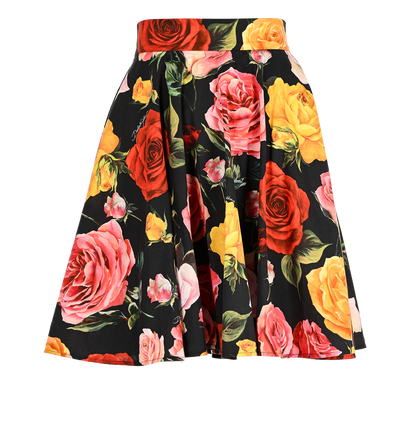 Dolce & Gabbana Floral Skirt, £120, Clothing, Black/Red/Yellow, Cotton, Front view