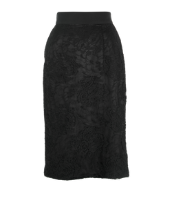 Dolce & Gabbana Floral Lace Skirt, Cotton, Black, UK 12, 2*