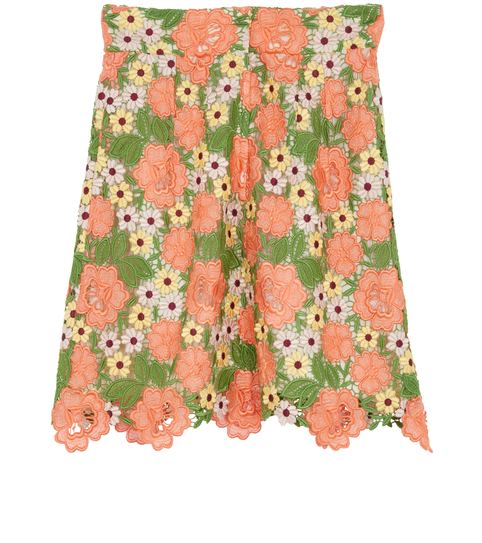 Dolce & Gabbana Lace Floral Skirt, &pound;120, Clothing, Green/Orange, Viscose, Back view