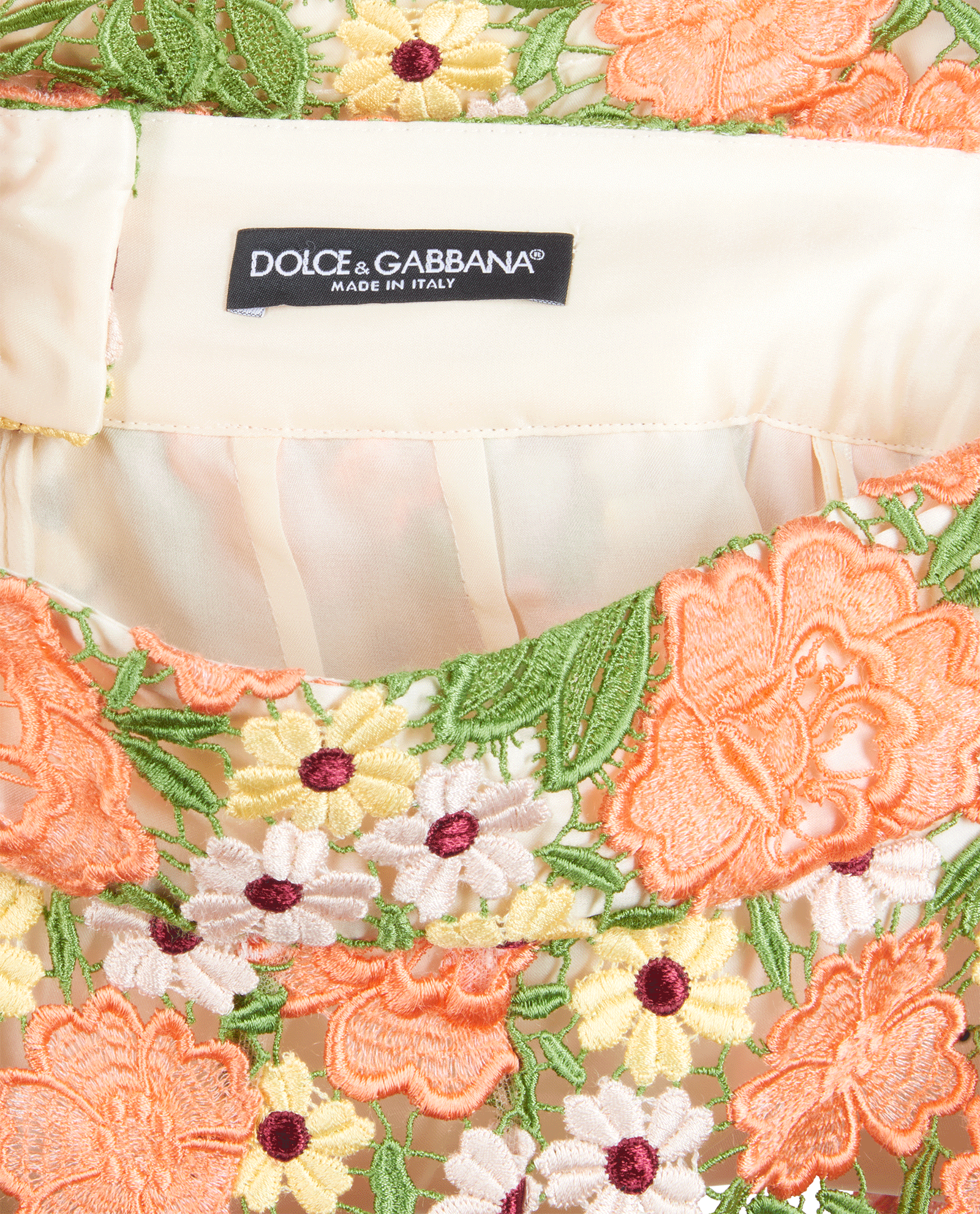 Dolce & Gabbana Lace Floral Skirt, &pound;120, Clothing, Green/Orange, Viscose, Other view