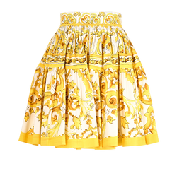 Dolce & Gabbana Printed Mini Pleated Skirt, Cotton, White/Yellow, UK4, 3*