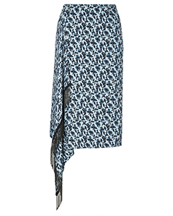 Etro Floral Wrap Fringe Skirt, Silk, Blue Multi, UK 14