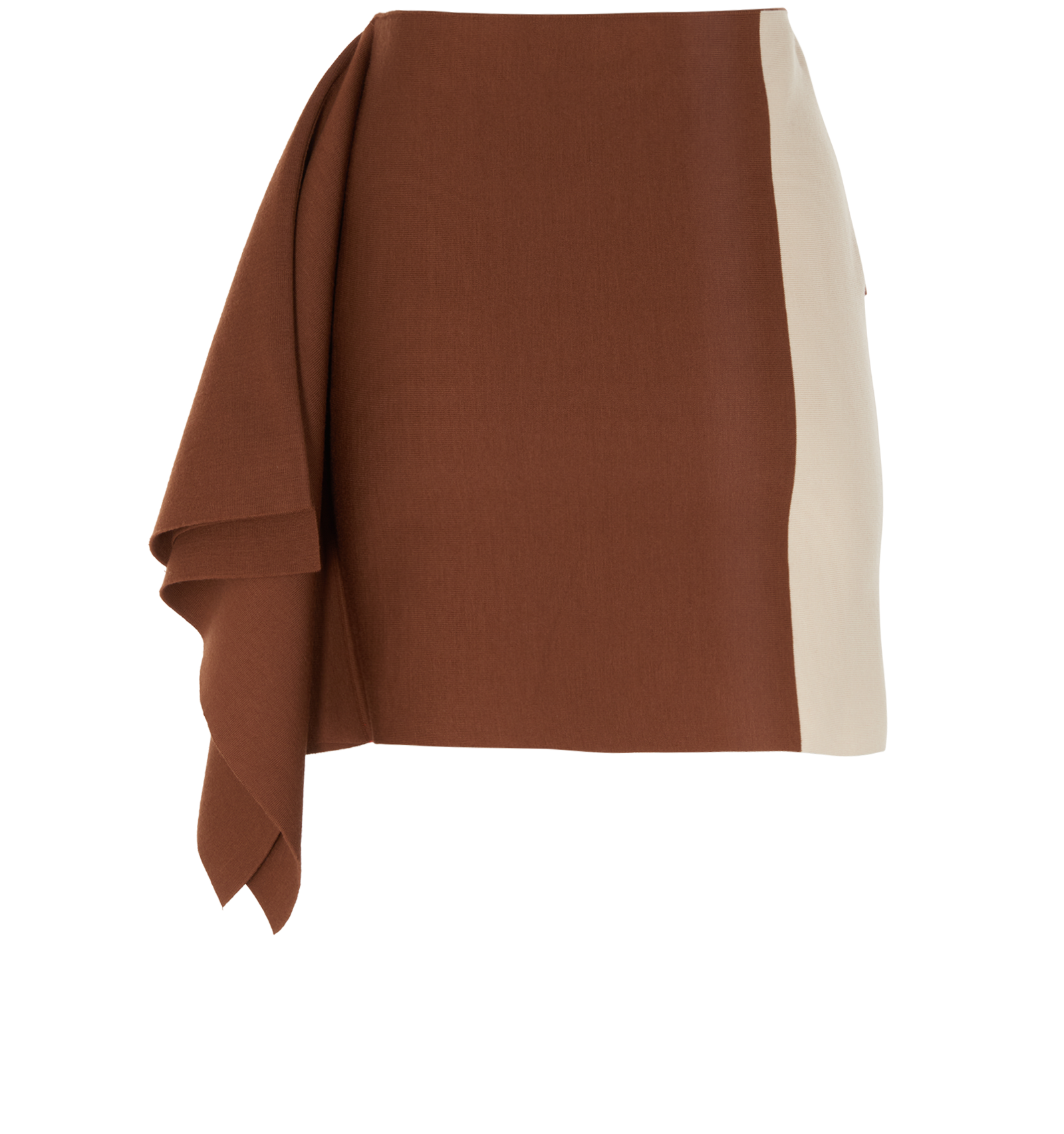 Fendi Asymmetric Colour Block Mini Skirt, &pound;250, Clothing, Brown/Cream/Red, Wool, Back view